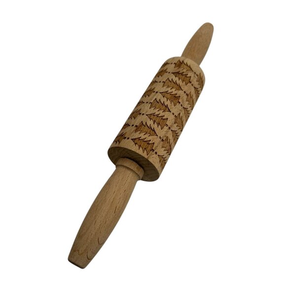Mini Wood Christmas Tree embossing rolling pin for cookies - Picture 4 of 7